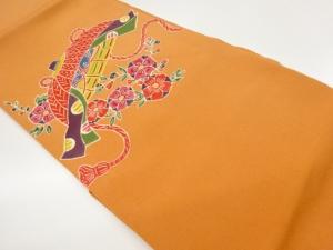 縮緬地型染隠れ笠に八重桜模様名古屋帯